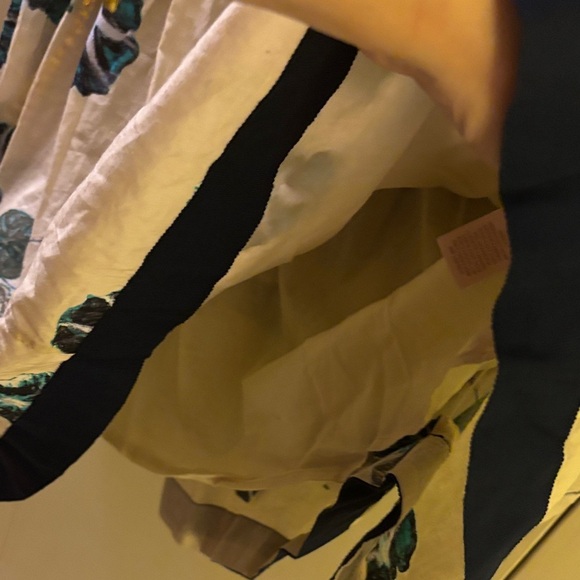 Alberta Ferretti Blue Beige Floral Romance Strapless Dress 6 Holiday Cottagecore - Picture 6 of 10